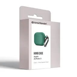 Силіконовий чохол для навушників Apple AirPods 3, Hang Case, зелений, ультратонкий захисний кейс товщиною 2 мм, захист від подряпин, пилу та ударів, компактний, з карабіном для кріплення, ArmorStandart (ARM60319) - мініатюра 8