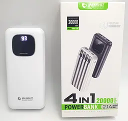 Потужний Повербанк 20000mAh 4in1 Power Bank із швидкою зарядкою 2USB Type-C 2.1A 5W Maxmate MMP-20C - мініатюра 1