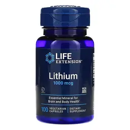 Мінерали Life Extension Літій, 1000 мкг, Lithium, 100 вегетаріанських капсул (LEX-24031)