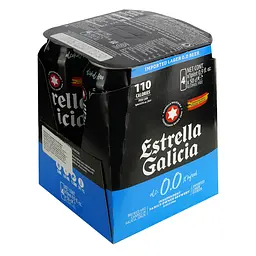 Уцінка. Упаковка пива Estrella Galicia Especial безалкогольне світле 0.0% 2 л (0.5 л x 4 шт.) з/б