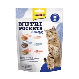 Вітамізовані ласощі GimCat Nutri Pockets для кішок Морський мікс 150 г (G-419176/419268)