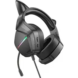Навушники накладні Borofone Bo106 ігрові з вушками та LED підсвічуванням elf cat - мініатюра 5