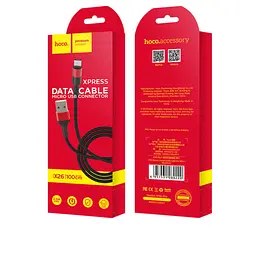 Кабель Hoco X26 Xpress charging data cable for Micro Black & Red - мініатюра 2