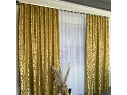 Штори жаккард "Вензель" золотистий 150х270 см, 2шт, тасьма ALBO pbe0052941 - мініатюра 7
