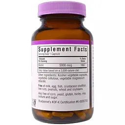 Вітамін B7 Bluebonnet Nutrition Biotin 5000 мкг 120 вегетаріанських капсул - мініатюра 2