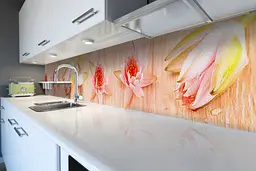 Кухонний фартух Квіти Лотоса вінілова наклейка ПВХ водяні лілії Бежевий 65х250 см Happy Pocket Z180817 - мініатюра 6