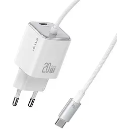 МЗП Usams US-CC261 GaN JC Ser. 20W (2USB-C) + кабель Type-C to Type-C White