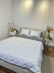 Одеяло евро двустороннее летнее из холофайбера Leri Max 21540 200х215 см графитовое - мініатюра 9