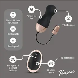 Віброяйце Teazers Egg With Remote, 8 см (чорний) - мініатюра 8