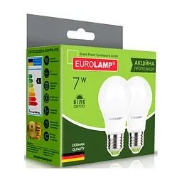 Лампочка Eurolamp LED A60 7W E27 4000K 220V акция 1+1 (MLP-LED-A60-07274(E)) - мініатюра 3
