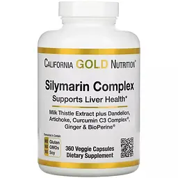 Комплекс силімарину з рослинними екстрактами California Gold Nutrition Silymarin Complex 360 вегетаріанських капсул