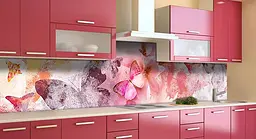 Кухонний фартух Акварельні метелики вінілова для кухні 65х250 см Метелики Рожевий Happy Pocket Z184821 - мініатюра 3