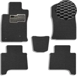 Килимки в салон EVA для Toyota Prado 120 2002-2010 (Металевий підп'ятник) Чорні-Сірій кант 5 шт