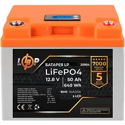 Акумулятор LogicPower LiFePO4 LCD 12V 12.8V/50Ah/640Wh BMS 50A/25A [20904] [109687]