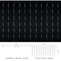 Гірлянда Delux Waterfall С 264LED 3х2 м білий/прозорий IP20 (90018004) - мініатюра 2