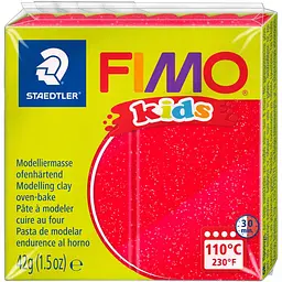 Пластика Fimo kids червона з блискітками 42 г  