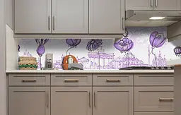 Кухонний фартух Намальовані Квіти вінілова наклейка для кухні місто бутони Фіолетовий Happy Pocket Z181309 - мініатюра 4