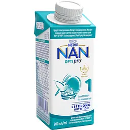 Суміш дитяча початкова NAN 1 OptiPro молочна рідка з 5 олігосахаридами для дітей з народження 200 мл (944870) - мініатюра 2