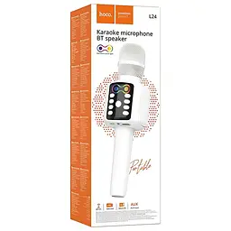Караоке мікрофон-колонка Hoco L24 Shine White - мініатюра 2