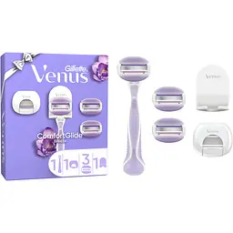 Подарунковий набір Gillette: станок для гоління жіночий Venus ComfortGlide Breeze з 3 змінними картриджами + дорожній футляр + кріплення