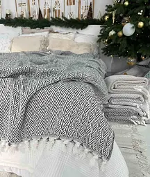Покрывало Zeintex Finland хлопковое 220х240 см черно-белое - миниатюра 6