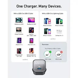 Зарядний пристрій адаптер Anker PowerPort 511 Nano 3 30 W (1 Port USB-C) A2147G21 біле - мініатюра 6