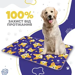 Багаторазова пелюшка для собак Pelushka Cute Corgi без протиковзкого покриття 100х120 см - мініатюра 3