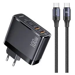 Зарядний пристрій 4 порти 100 вт Usams-UC Fast Charger Kit T44 100 W 4 Ports GaN Fast Charger