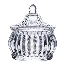Цукорниця скляна Glass Jay з кришкою у східному стилі, strips Yiwu HP-YH-2