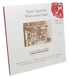 Склейка для акварелі Sennelier, 20 аркушів, гаряче пресування, 300 г/м, 20x20 см - мініатюра 2