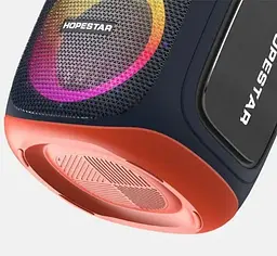 Портативна акумуляторна бездротова колонка Bluetooth 2 мікрофона караоке акустична система 120Вт з LED світломузикою Hopestar Party 130 чорний - мініатюра 12