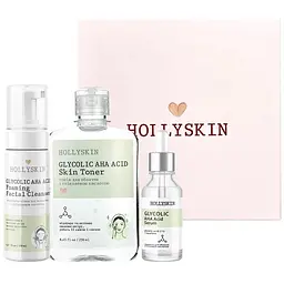 Набір косметики для обличчя Hollyskin Glycolic AHA Acid Basic Care: Сироватка 30 мл + Тонік 250 мл + Очищаюча пінка 150 мл - мініатюра 2
