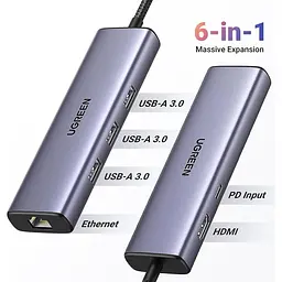 USB-хаб Ugreen CM512 6in1 (15598) [152543] - мініатюра 7