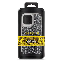 Кожаный чехол для Apple iPhone 15 Pro Max, Harder Virgin Mermaid, серый, термополиуретан ТПУ + экокожа с морской чешуйчатой текстурой, панель, защита корпуса, противоударный, микрофибра, рамка вокруг камеры, защита всего корпуса, (ARM76824) - мініатюра 3
