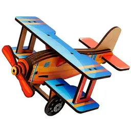 Дитячий дерев'яний 3D конструктор PuzzleOk Турбо планер Puz-00959, 27 деталей