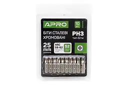 Біта викруткова APRO насадка хрестоподібна PH3 x 25 мм хром в упаковці 10 шт. - мініатюра 3