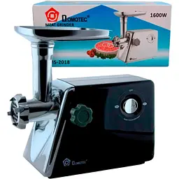 М'ясорубка електрична Domotec MS-2018 1600W з насадками для ковбас і кеббе чорна (MS-2018_1390) - мініатюра 5