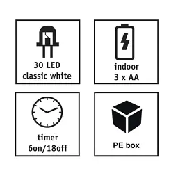 Гірлянда Luca Lighting струна, 3 м, класична біла, 30 LED 3AA, дисплей+таймер (8718861694093) - мініатюра 3