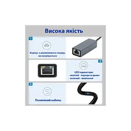 Адаптер Dynamode USB3.0 Type-C to 1000/100 Mbit/s RJ-45 (RTL8153) 0.13 m (DM-AD-GLAN-C) - мініатюра 7