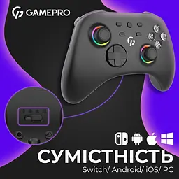Геймпад GamePro бездротовий чорний (GPX13B) - мініатюра 6