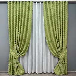 Комплект штор с тюлем VR-Textil Лен Букле, оливковый с белым, 2 шторы 150×270 см + тюль 400×270 см, арт. 71-044/3