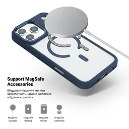 Чехол Apple iPhone 17 Pro Max, Unit MagSafe, синий, прозрачный, магсейф, противоударный, магнитный, панель-накладка с поддержкой MagSafe, с поддержкой беспроводной зарядки, TPU+PC, защита всего корпуса, ударопрочный, ArmorStandart (ARM86298) - мініатюра 4