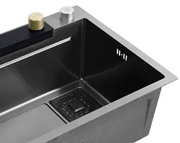 Кухонна мийка Kroner KRP Schwarze - SET7546HM PVD (3.0/0.7 мм) (CV032277) - мініатюра 8