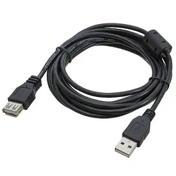 Кабель USB 2.0 AM - USB AF, 3 м, чорний, Patron, феритовий фільтр (PN-AMAF-30F)