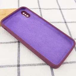 Чохол Silk Square Full Camera Protective (AA) NO LOGO для Apple iPhone X / XS (5.8") Бордовий / Maroon - мініатюра 3