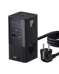 Зарядний пристрій подовжувач Baseus PowerCombo Tower Power Strip 2AC+2U+2C 100W 1.5m - мініатюра 2