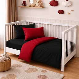 Дитяча постільна білизна MIRSON BABY фланель Black/Red 110х160см (2200012799772)