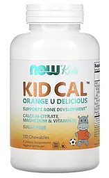 Kid Cal 100 жувальних таблеток добавка з кальцієм для дітей NOW Foods