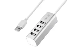 USB-хаб Hoco HB1 4 Port USB Hub Silver (6957531038146)