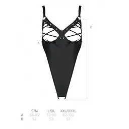 Боді з екошкіри Passion CELINE BODY XXL/XXXL, black, з доступом, відкритий - мініатюра 7